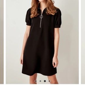 Trendyol Zip Detail Shift Black Dress Size 38 EU